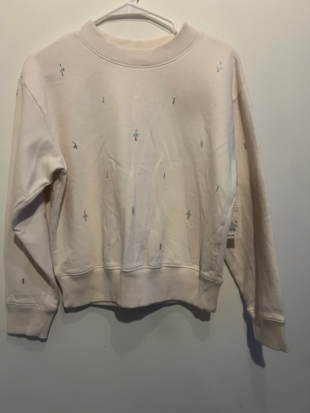 Cat & Jack Cream Crewneck Sweatshirt with Silver Bead Accents